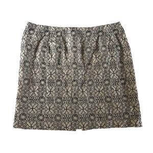 Vtg Y2K 2000s Cream Embroidered Linen Mini Skirt Plus Size 20W